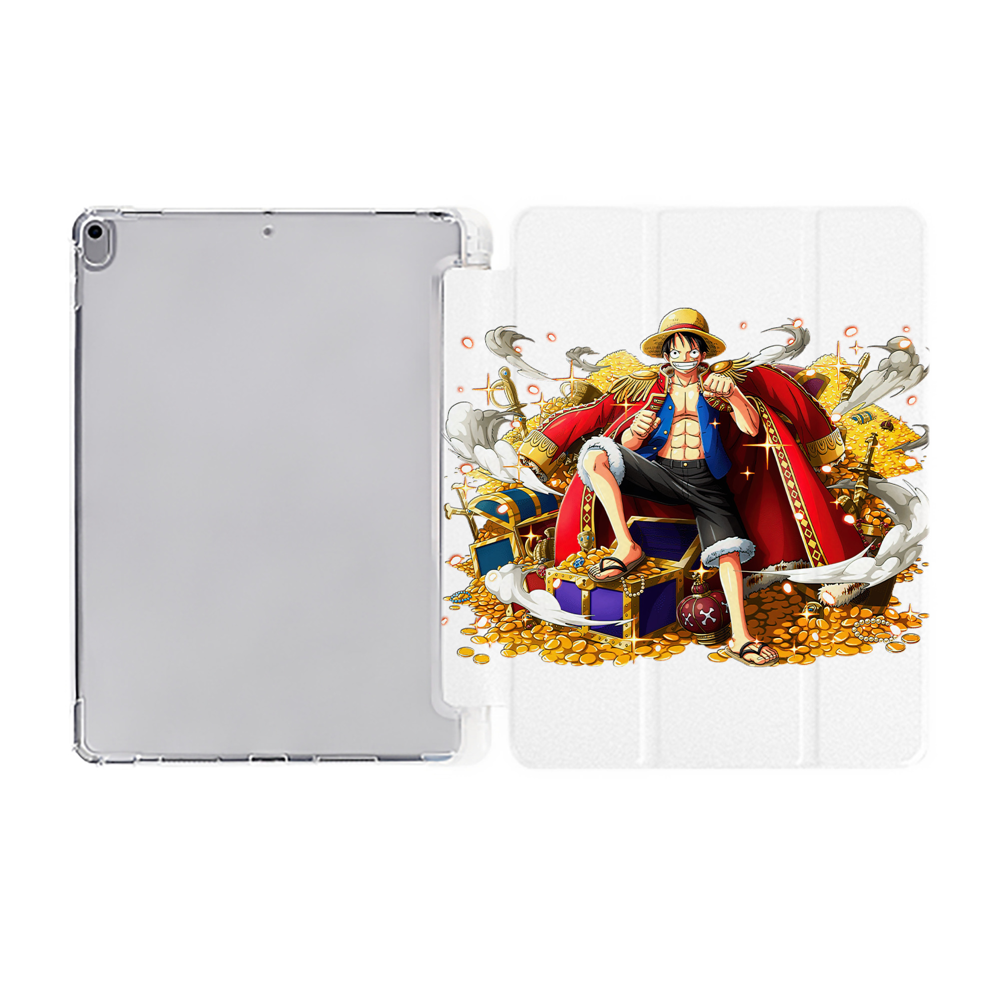 （画像用） ワンピース モンキー・D・ルフィ ONE PIECE Monkey D. Luffy IPad ケース ペン収納付き 三つ折りスタンド PUレザー×シリコン 対応機種9.5/10.5/10.9インチ